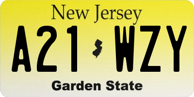 NJ license plate A21WZY