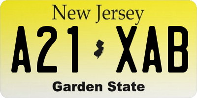 NJ license plate A21XAB
