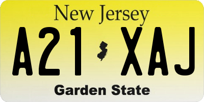 NJ license plate A21XAJ