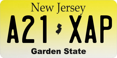 NJ license plate A21XAP