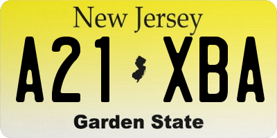 NJ license plate A21XBA