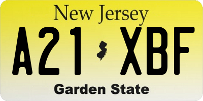 NJ license plate A21XBF