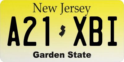 NJ license plate A21XBI