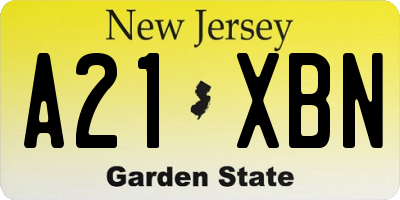 NJ license plate A21XBN