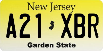 NJ license plate A21XBR