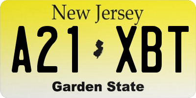 NJ license plate A21XBT
