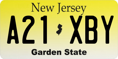NJ license plate A21XBY