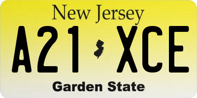 NJ license plate A21XCE