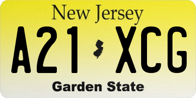 NJ license plate A21XCG