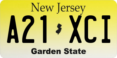 NJ license plate A21XCI
