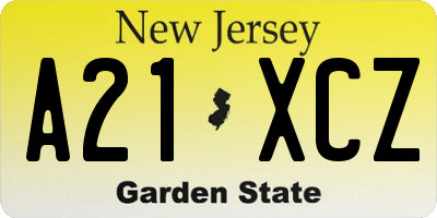NJ license plate A21XCZ