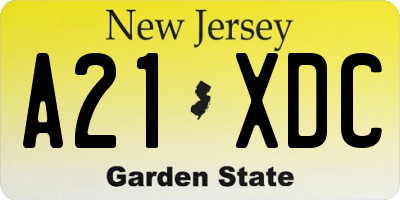 NJ license plate A21XDC