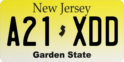 NJ license plate A21XDD