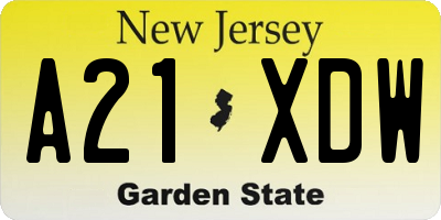 NJ license plate A21XDW