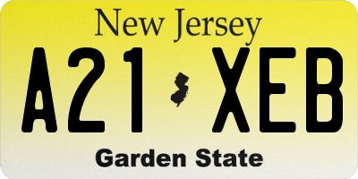 NJ license plate A21XEB