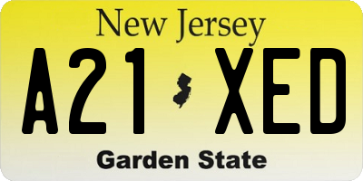 NJ license plate A21XED