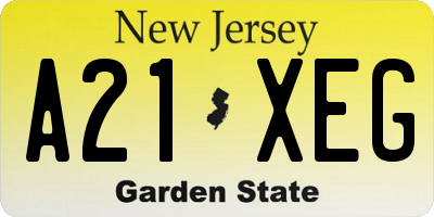 NJ license plate A21XEG