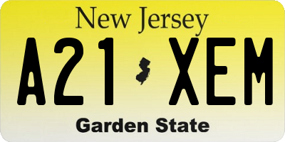 NJ license plate A21XEM