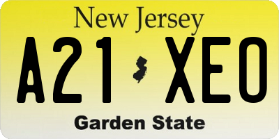 NJ license plate A21XEO