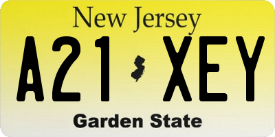 NJ license plate A21XEY