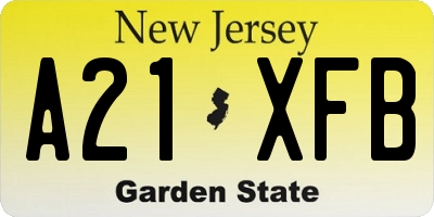NJ license plate A21XFB