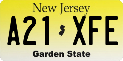 NJ license plate A21XFE