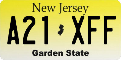 NJ license plate A21XFF