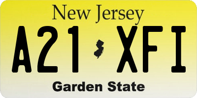NJ license plate A21XFI
