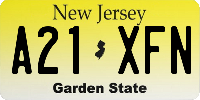 NJ license plate A21XFN