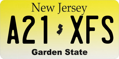NJ license plate A21XFS