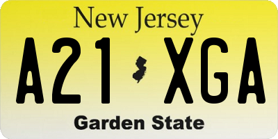 NJ license plate A21XGA
