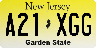 NJ license plate A21XGG