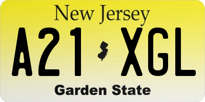NJ license plate A21XGL