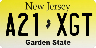 NJ license plate A21XGT