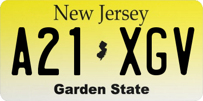 NJ license plate A21XGV