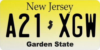 NJ license plate A21XGW