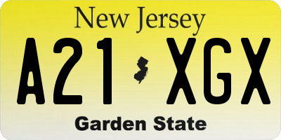 NJ license plate A21XGX