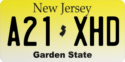 NJ license plate A21XHD