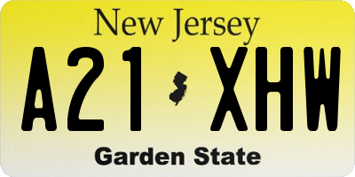 NJ license plate A21XHW