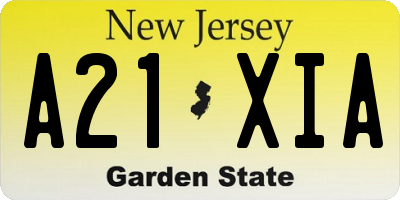 NJ license plate A21XIA