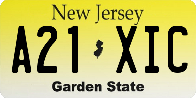 NJ license plate A21XIC