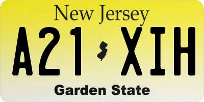 NJ license plate A21XIH