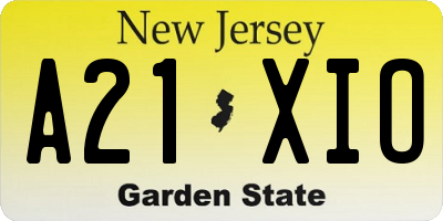NJ license plate A21XIO