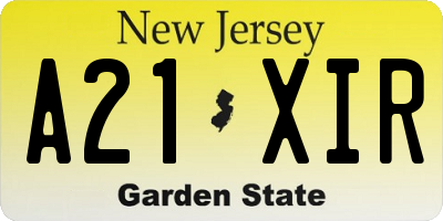 NJ license plate A21XIR