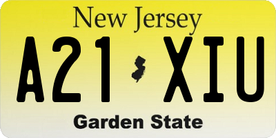 NJ license plate A21XIU