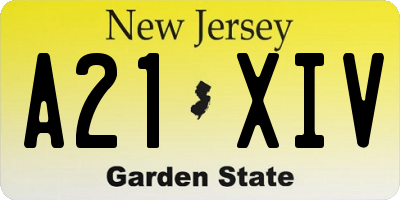 NJ license plate A21XIV