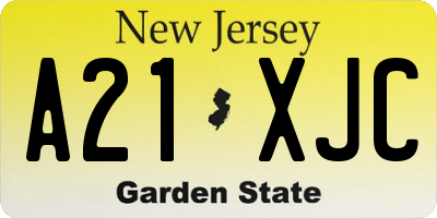 NJ license plate A21XJC