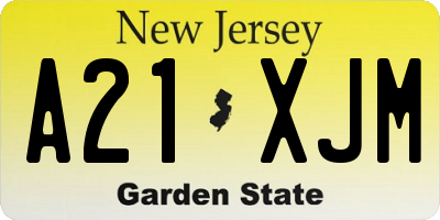 NJ license plate A21XJM