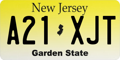 NJ license plate A21XJT
