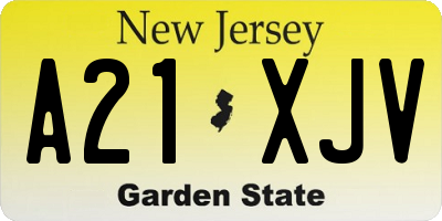 NJ license plate A21XJV